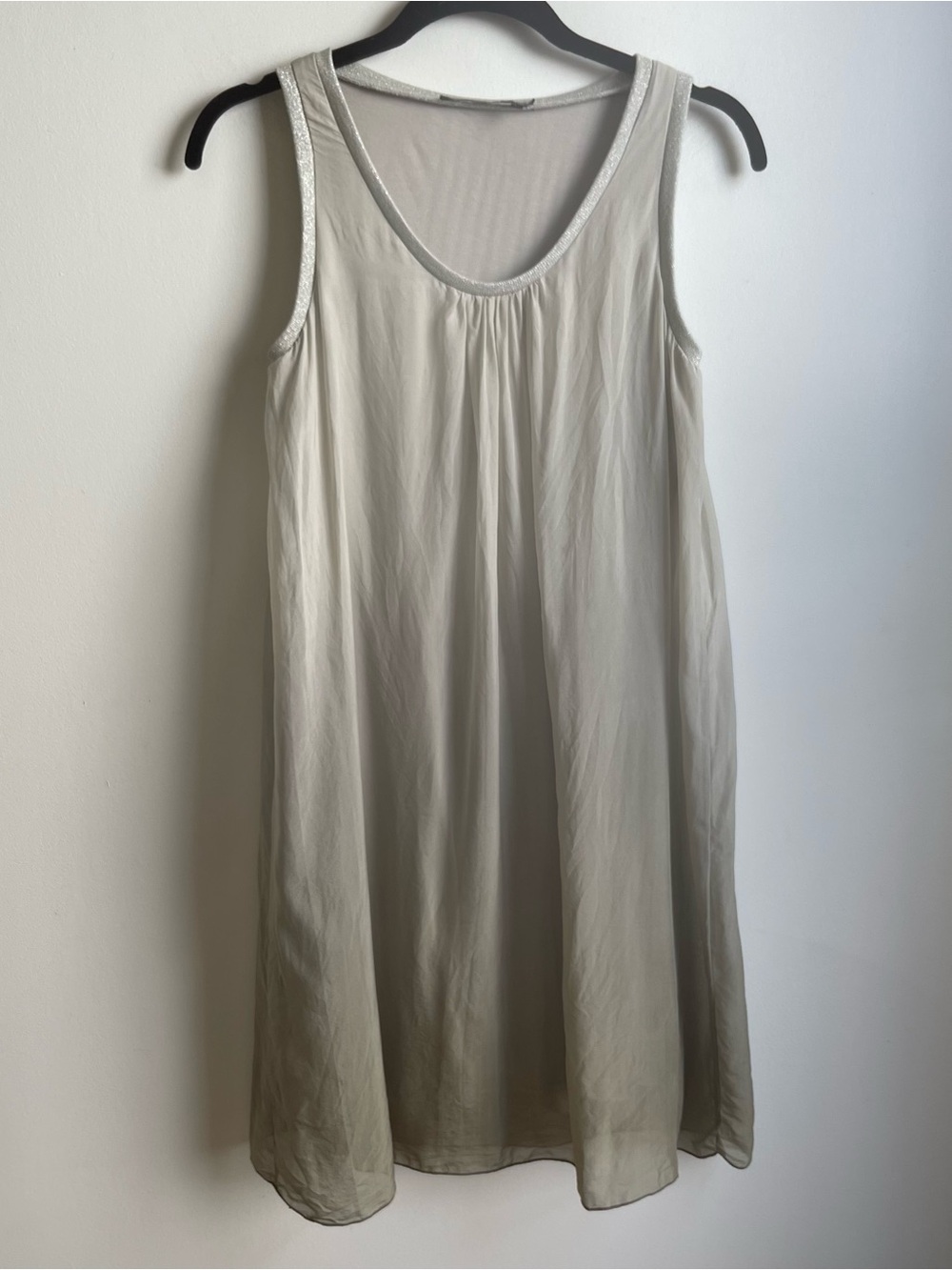 Vintage Y2k Marc Aurel Ombre Silk Dress Silver Knit Pale Green Size 38 Medium